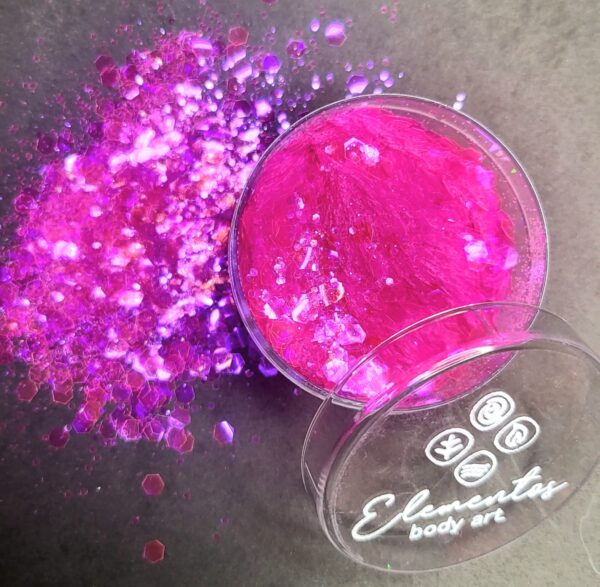 Glitter neón Dione (magenta tornasol y neón)