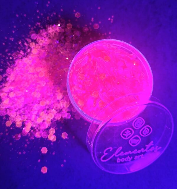 Glitter neón Dione (magenta tornasol y neón)