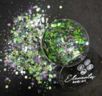 Glitter neón metalizado(verde neón,amarillo neón,violeta neón, plateado)
