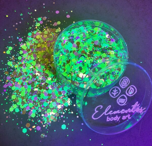 Glitter neón metalizado(verde neón,amarillo neón,violeta neón, plateado)