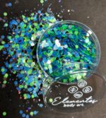 Glitter neón metalizado (azul, verde,  plateado)