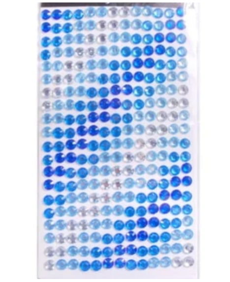Blister celeste, azul, plateadas