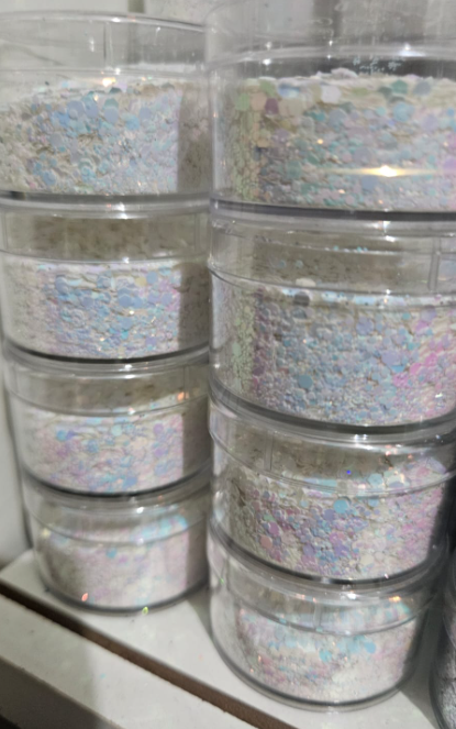 Glitter camaleón blanco